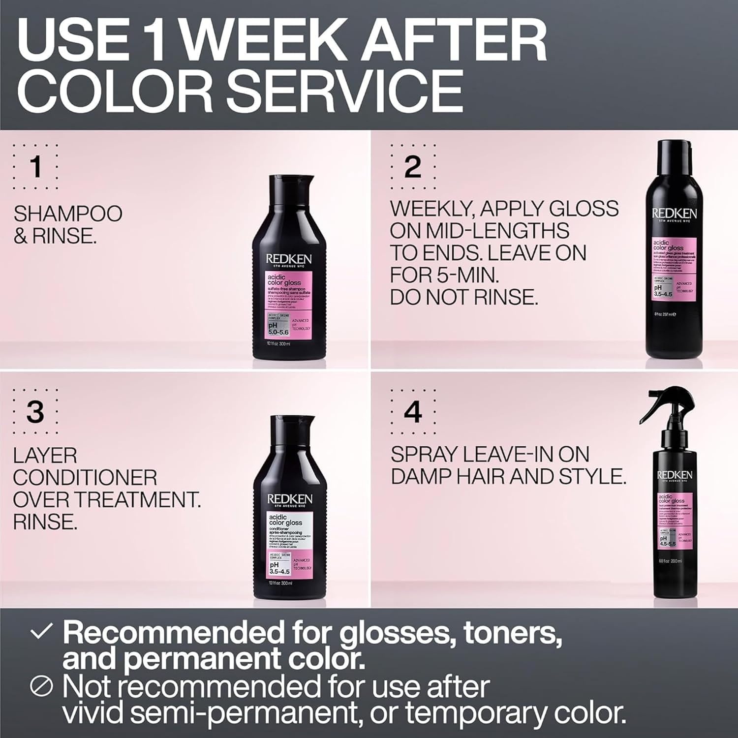 image:imageRedken Acidic Color Gloss LeaveIn Treatment Spray For ColorTreated Hair1 Fl Oz Pack of 1