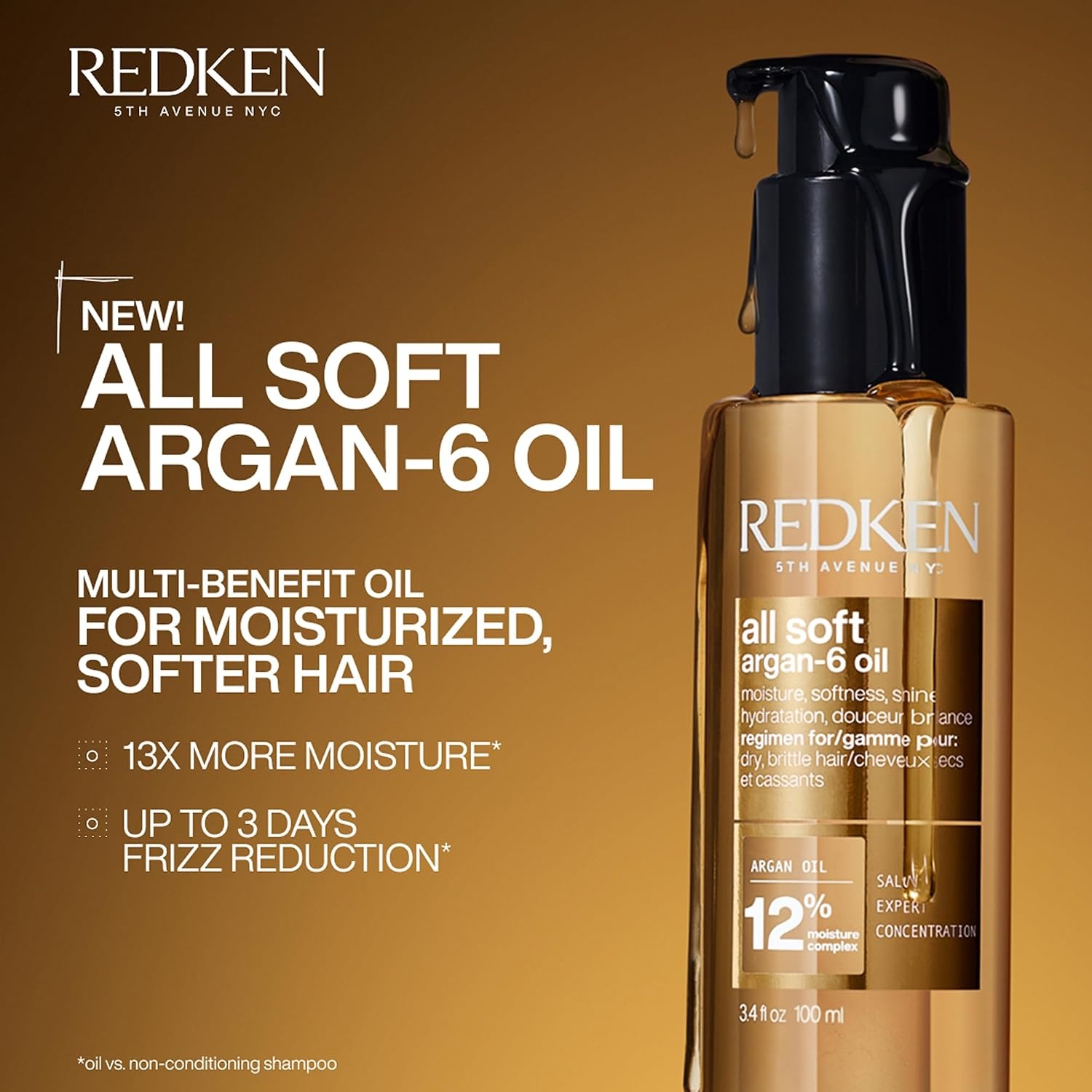 image:imageRedken All Soft Argan6 Hair Oil For Softness amp Shine16 Fl Oz Pack of 1