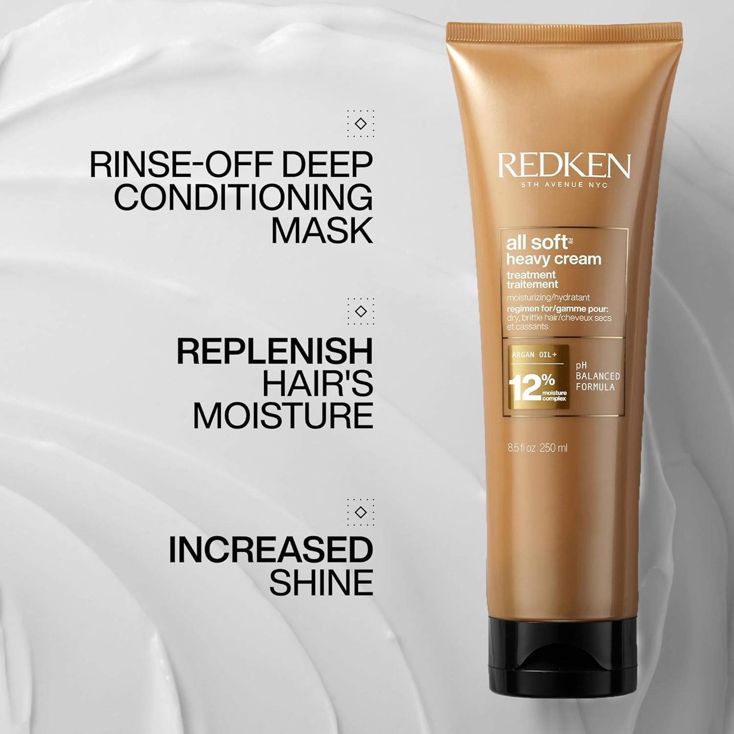 image:imageRedken All Soft Heavy Cream Mask Treatment Moisturizing Deep Conditioner Treatment For Dry Hair Softens and Smooths Hair With Argan Oil85 Fl Oz Pack of 2