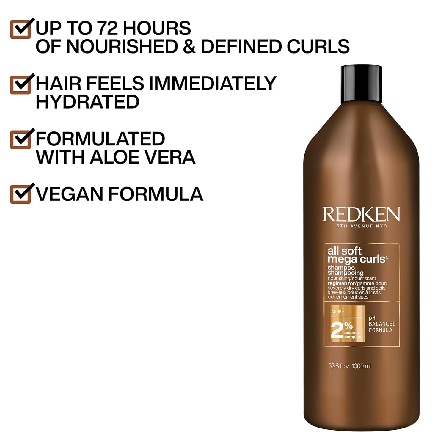image:imageRedken All Soft Mega Curls Shampoo For Extremely Dry Curly amp Coily Hair Nourishes amp Softens Severely Dry Hair Sulfate Free338 Fl Oz Pack of 1