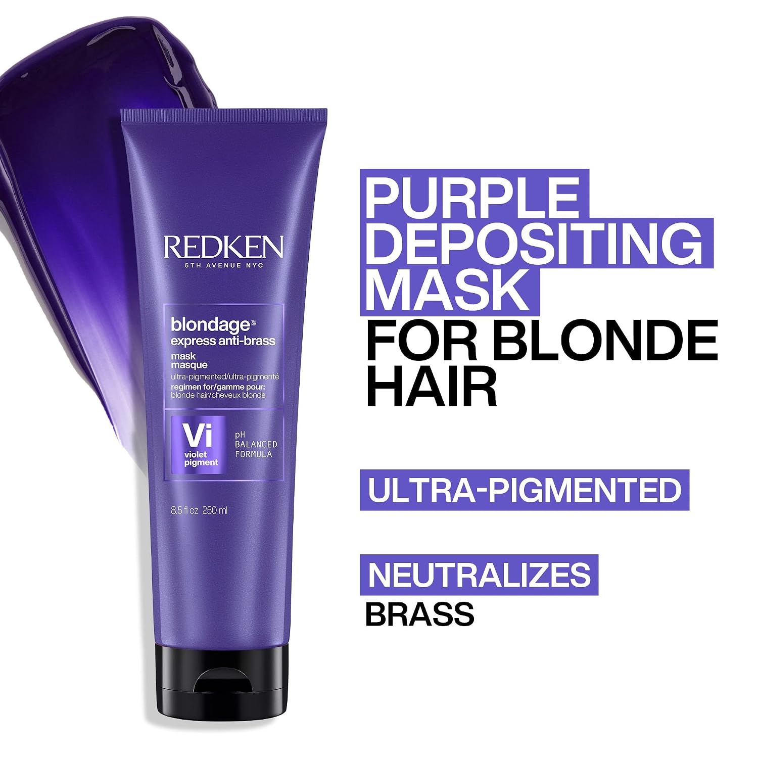 image:imageRedken Blondage Express AntiBrass Mask For Blonde amp Highlighted Hair UltraPigmented Purple Mask For Blonde Hair85 Fl Oz Pack of 1