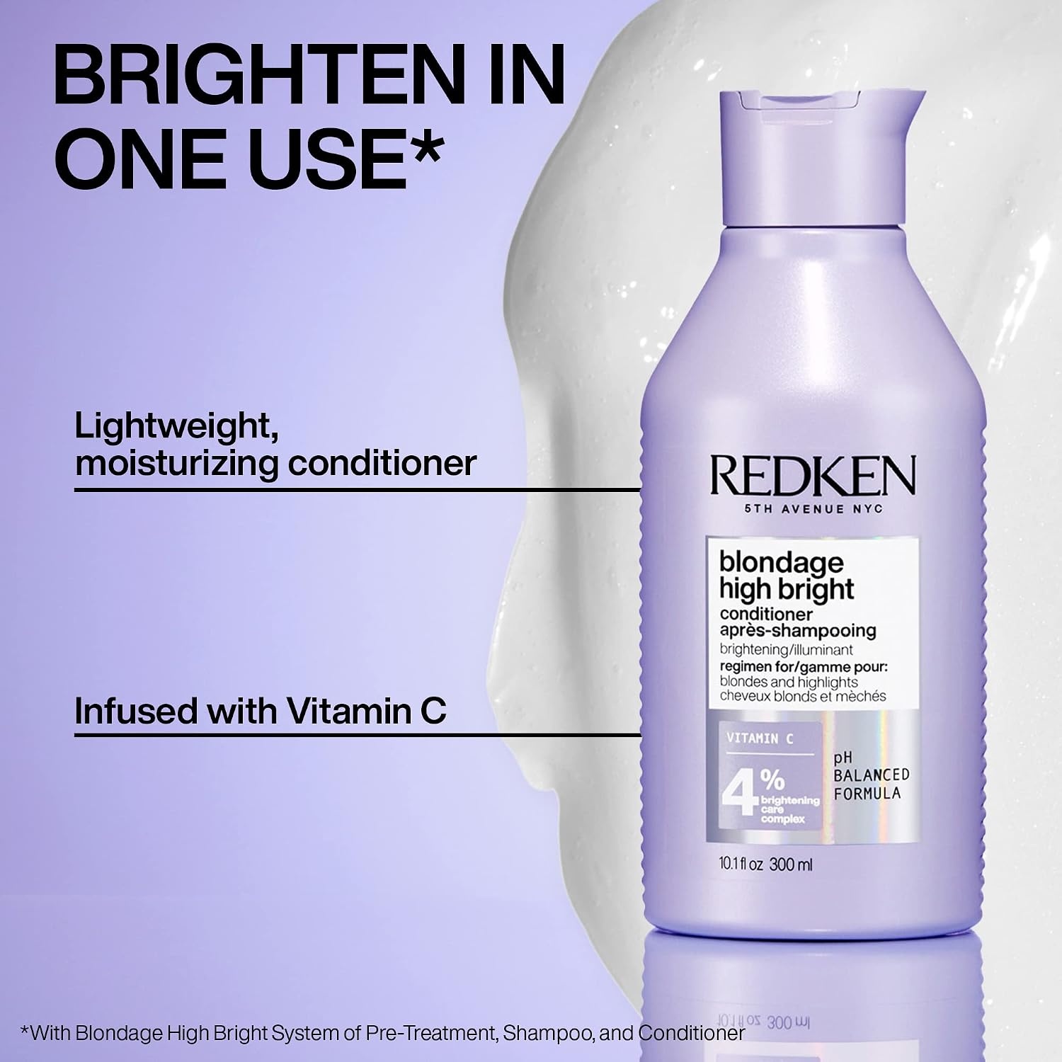 image:imageRedken Blondage High Bright Conditioner For Blondes and Highlights Brightens and Lightens Blonde Hair Instantly Infused With Vitamin C338 Fl Oz Pack of 1
