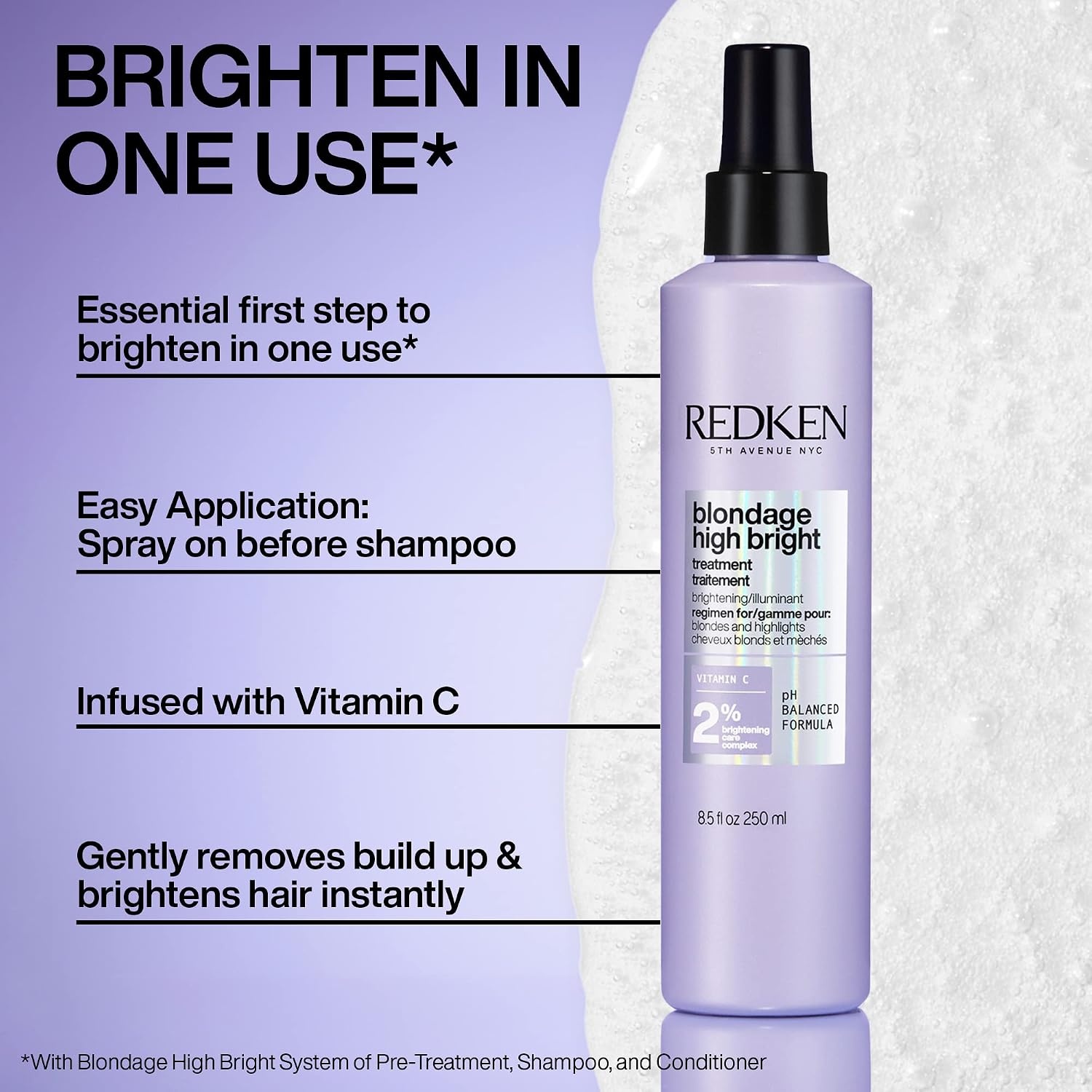 image:imageRedken Blondage High Bright PreTreatment For Blondes and Highlights Brightens Blonde Hair Instantly Infused With Vitamin C101 Fl Oz Pack of 1
