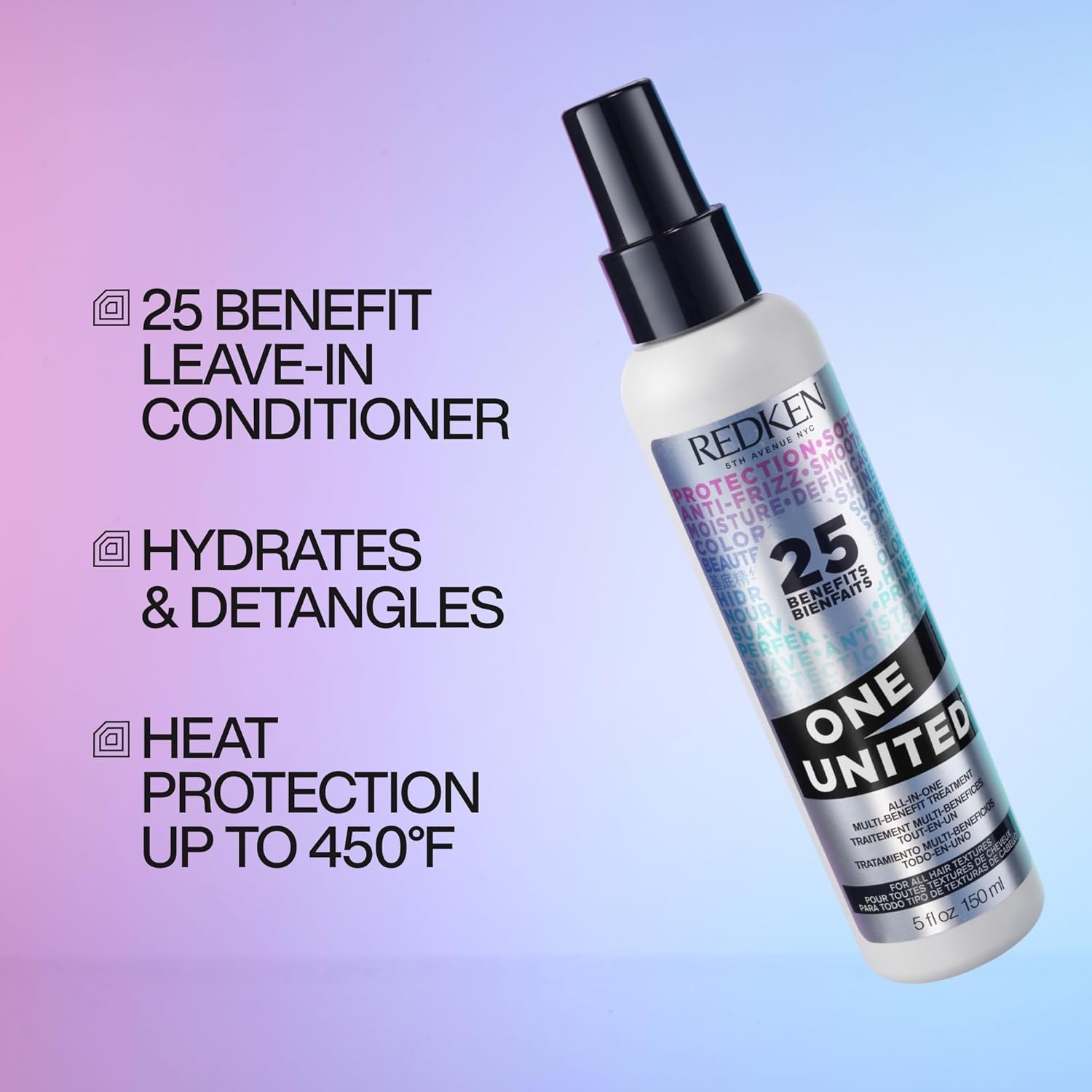 image:imageRedken One United LeaveIn Conditioner Heat Protectant amp Detangler Spray5 Fl Oz Pack of 1
