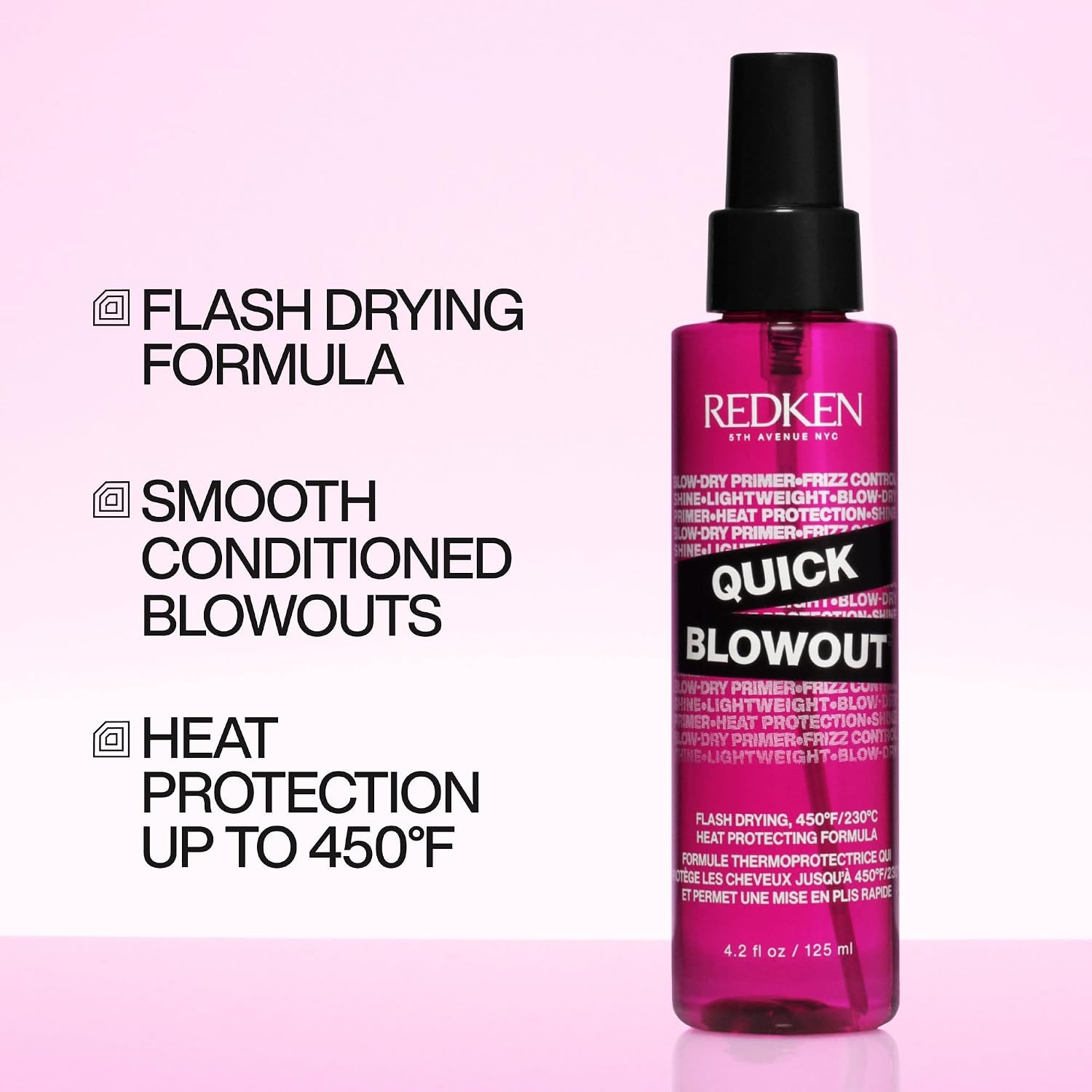 image:imageRedken Quick Blowout Heat Protectant Spray For All Hair Types Smooths amp Adds Shine Lightweight Blowdry Styling Primer with Heat Protection42 Fl Oz Pack of 1