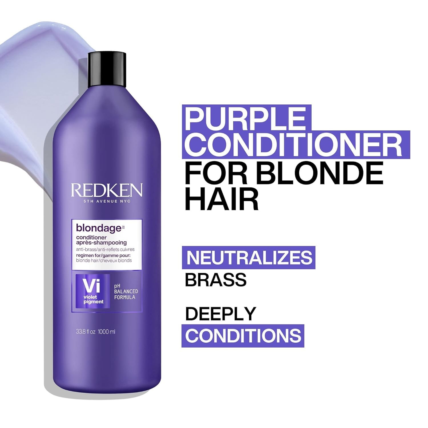 image:imageRedken Blondage Color Depositing Purple Conditioner For Blonde Hair Tones amp Moisturizes Brassy Hair338 Fl Oz Pack of 1
