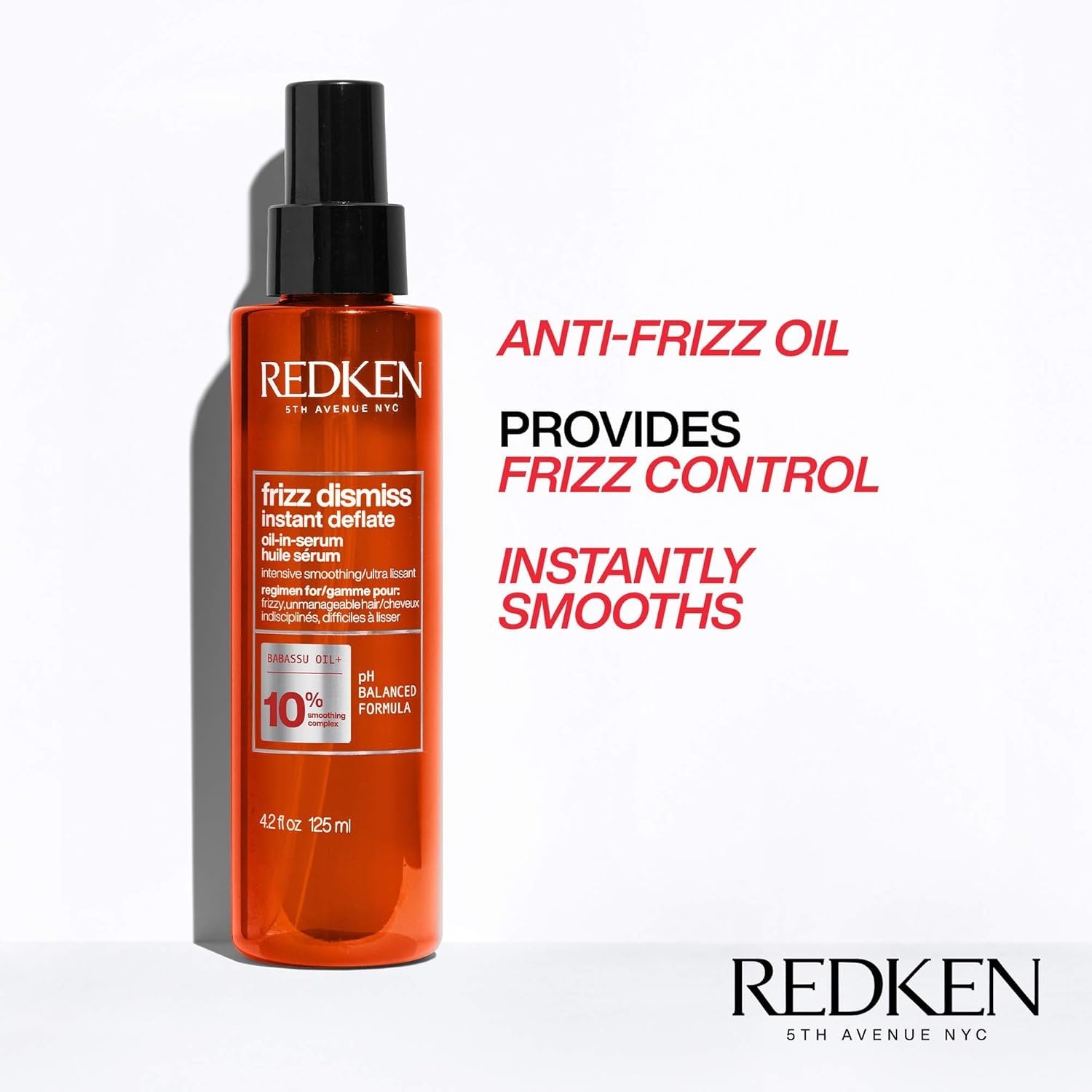image:imageRedken Frizz Dismiss Instant Deflate SulfateFree OilInSerum For Frizzy Hair Enhances Smoothness and Shine With Babassu Oil42 Fl Oz Pack of 1